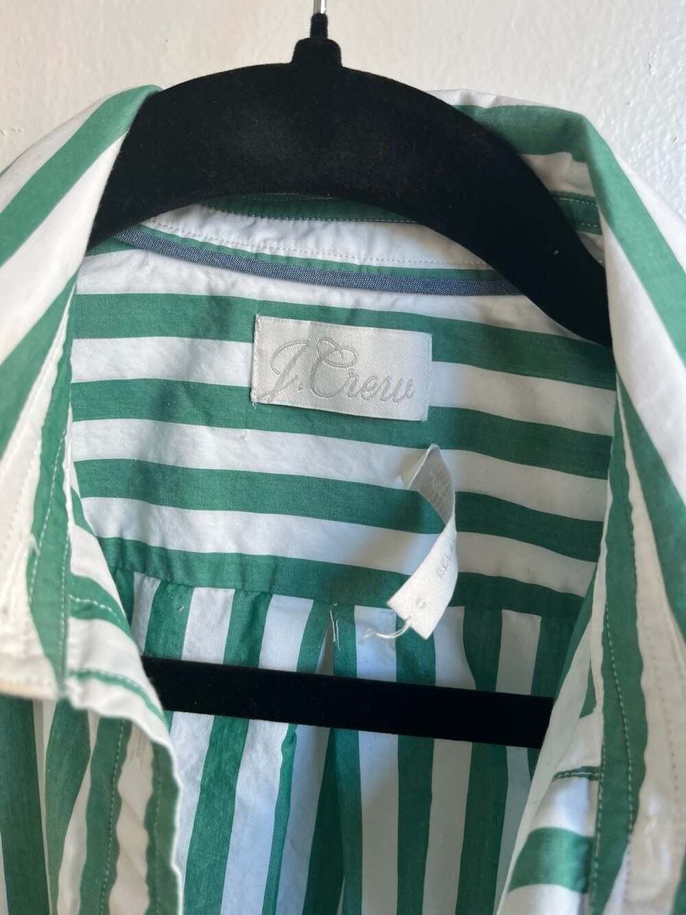 J.Crew Re-Imagined Relaxed-Fit Striped Cotton Poplin Shirt in Green/White - Picture 2 of 3